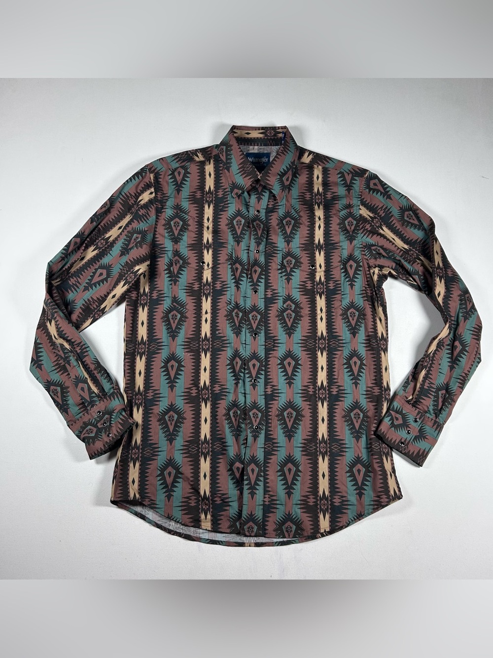 Wrangler Checotah Western Shirt Men’s Fits - Large Aztec Striped Pearl Snap